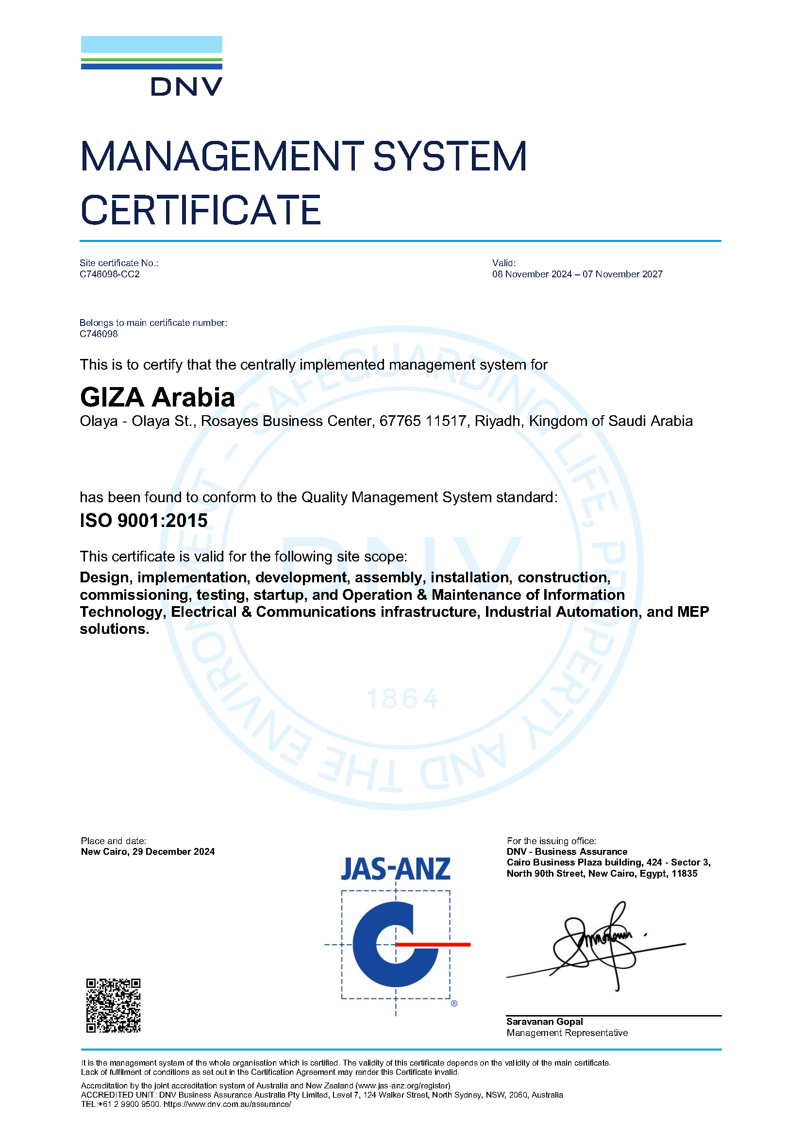 GA ISO 9001 - 2024 - 2027